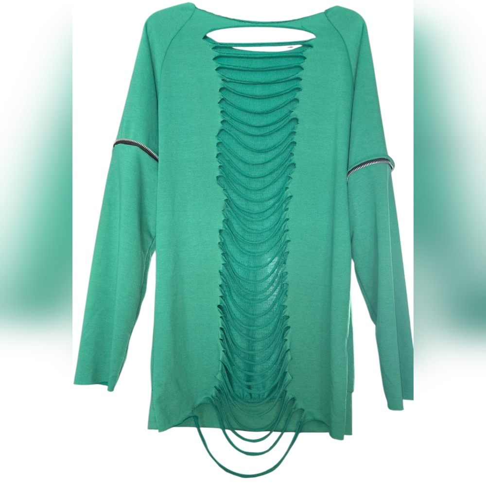 Green Women's Sweater with Cut-Out Design